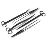 Aquarium Aquascaping Tools Set of 5 pcs curved - straight Black