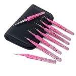 8pcs Eyelash Tweezer False Fake Lashes Extension Applicator Tool Tweezers Set